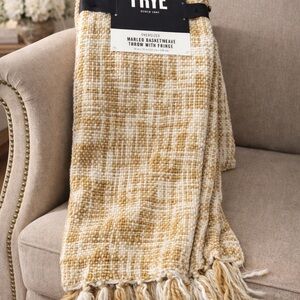 Frye Marled Basketweave Throw in Mustard and Cream